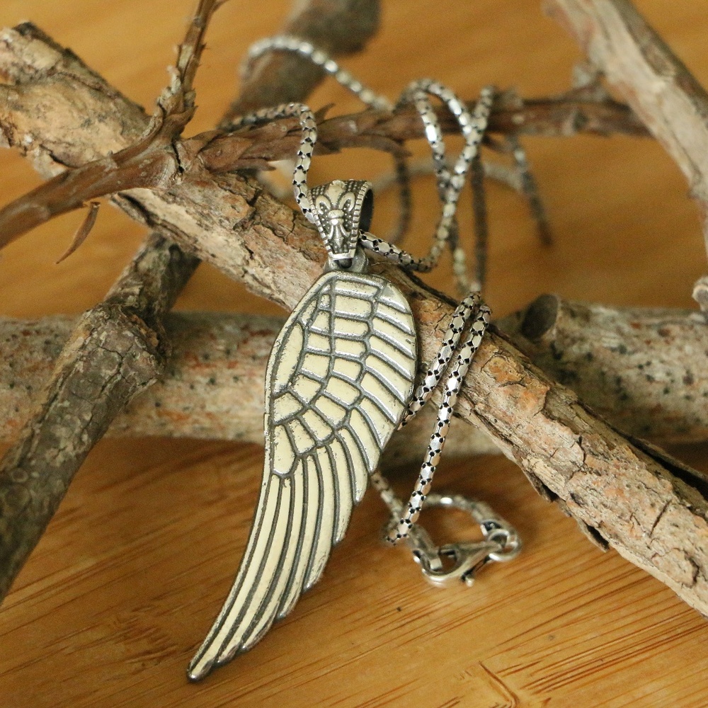 925 Sterling Silver Angel's Wing men’s necklace$HP